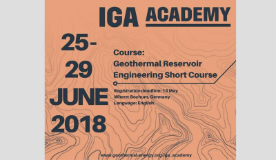 IGA Academy: curso corto de ingeniería de yacimientos geotérmicos, 25-29 de junio de 2018