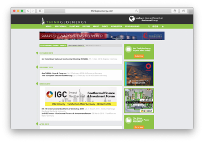 PiensaGeotermia & ThinkGeoEnergy – Calendario de eventos globales de energía geotérmica