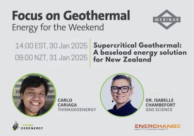 Webinar: La energía geotérmica supercrítica como fuente de energía de base en Nueva Zelanda, 31 de enero de 2025