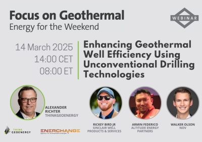 Webinar “Focus on Geothermal”: Eficiencia en pozos geotérmicos con perforación no convencional, 14 de marzo de 2025